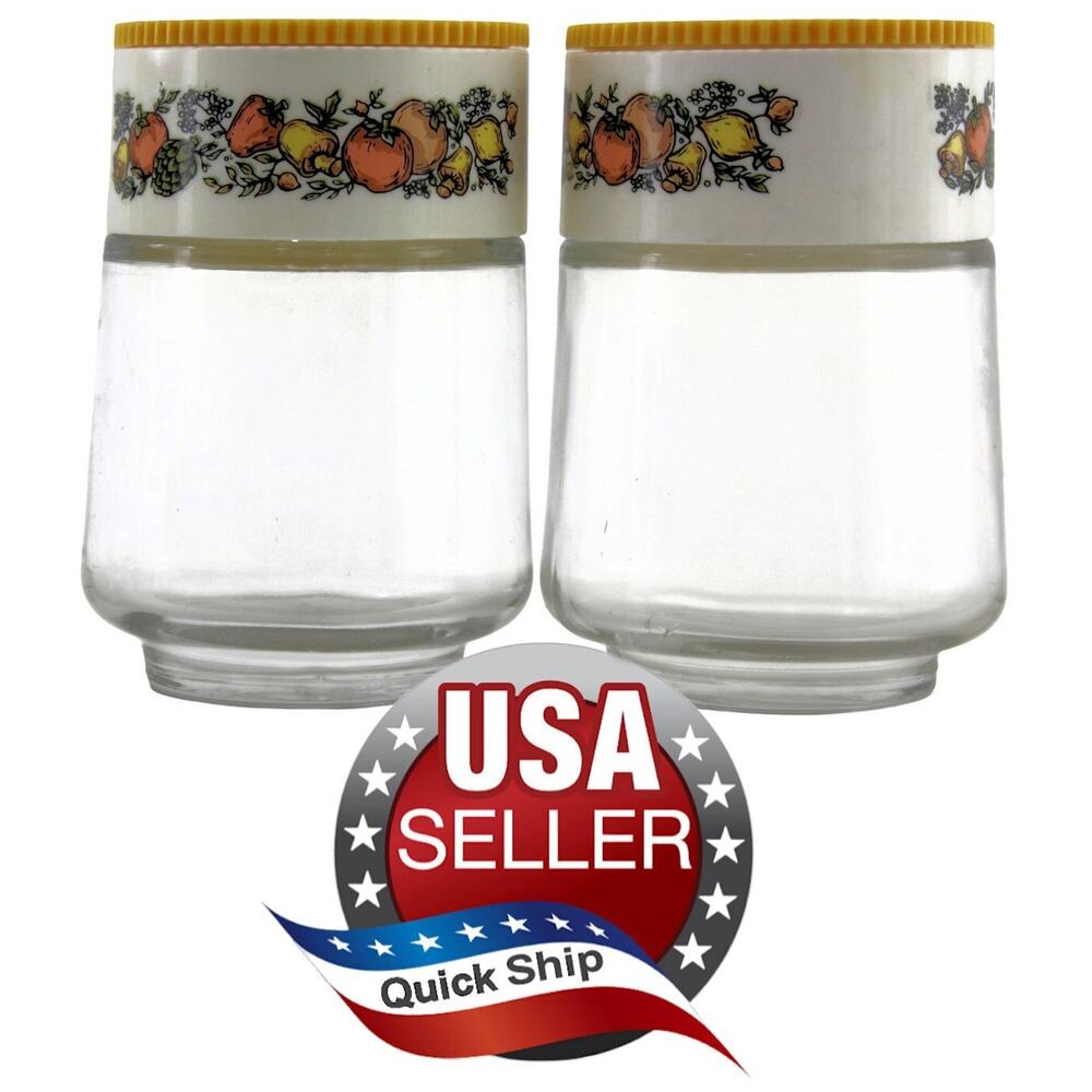 Set of 2 Gemco Spice of Life Spice Jar Shaker Glass Corning Corelle Replacement